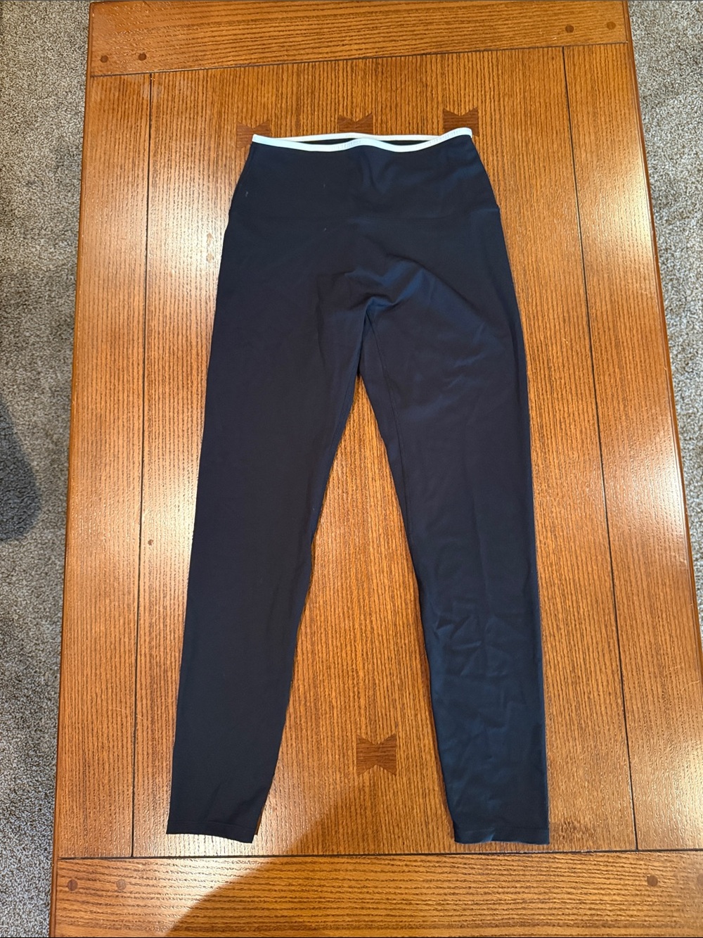 Women’s black Leggings with White Waistband